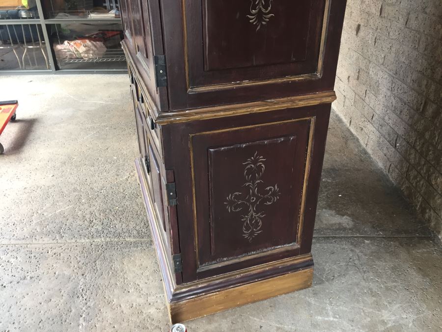 Nice Painted Cabinet Armoire With Plenty Of Storage Sturdy Wrought Iron Hardware [Photo 10]