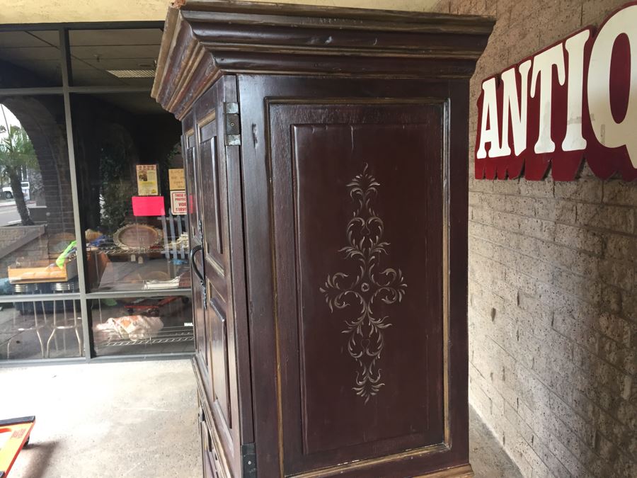 Nice Painted Cabinet Armoire With Plenty Of Storage Sturdy Wrought Iron Hardware [Photo 9]