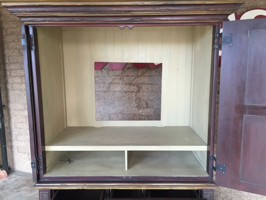 Nice Painted Cabinet Armoire With Plenty Of Storage Sturdy Wrought Iron Hardware [Photo 11]