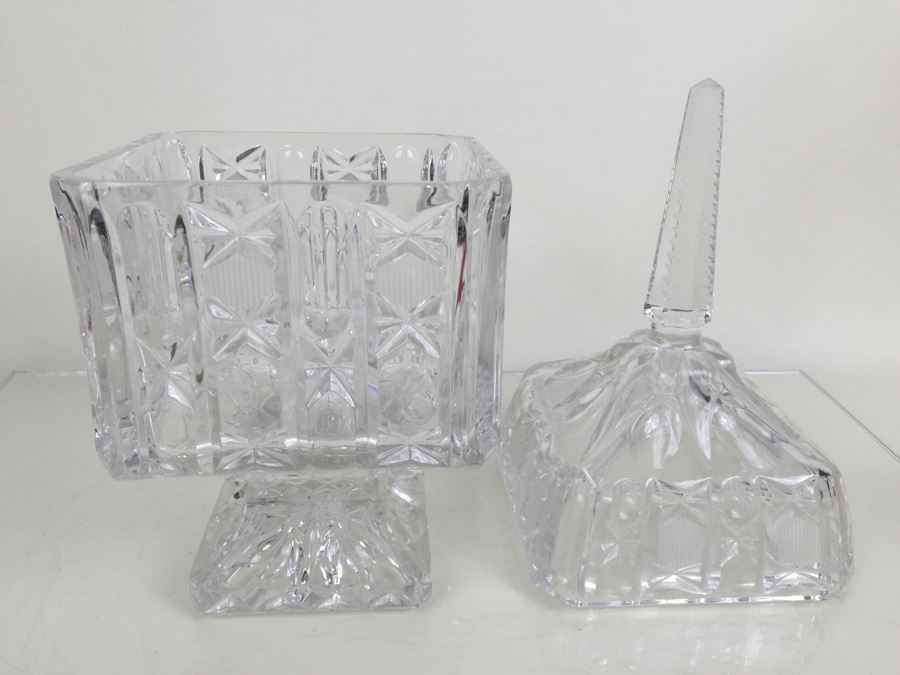 Large Cut Glass Candy Dish With Lid [Photo 3]