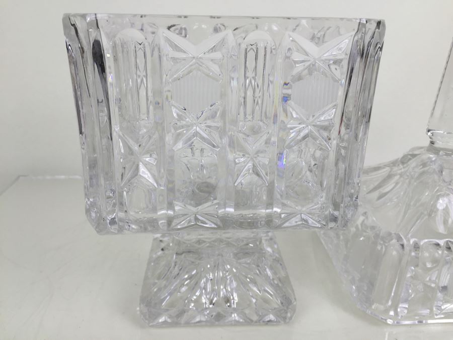 Large Cut Glass Candy Dish With Lid [Photo 6]