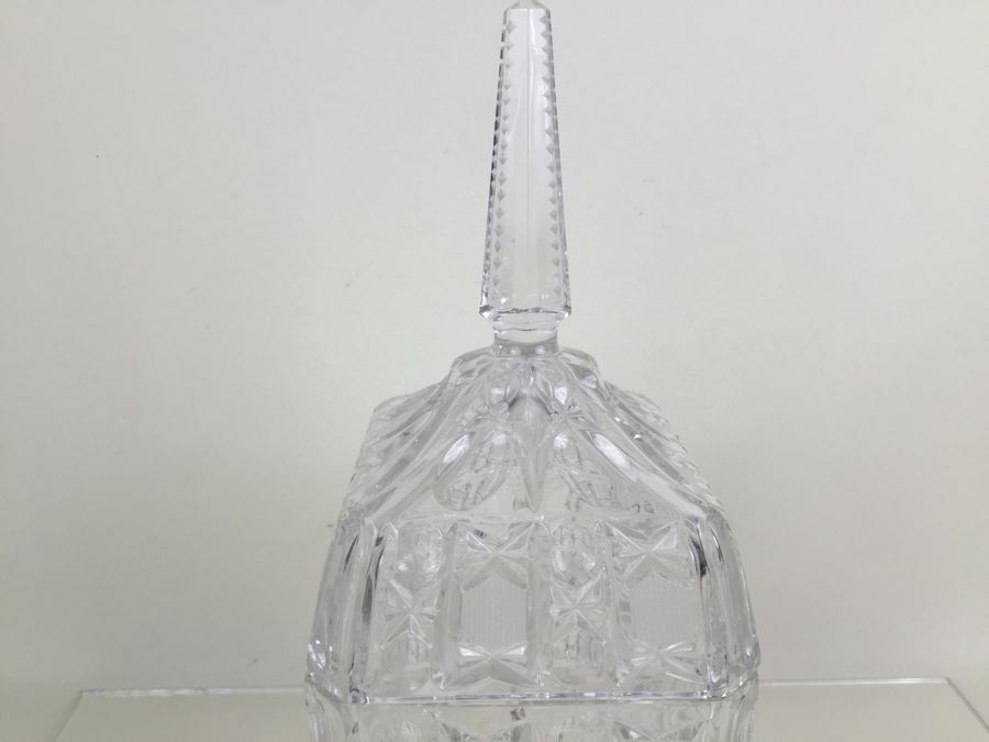 Large Cut Glass Candy Dish With Lid [Photo 4]