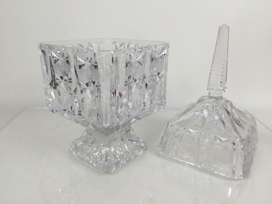 Large Cut Glass Candy Dish With Lid [Photo 9]