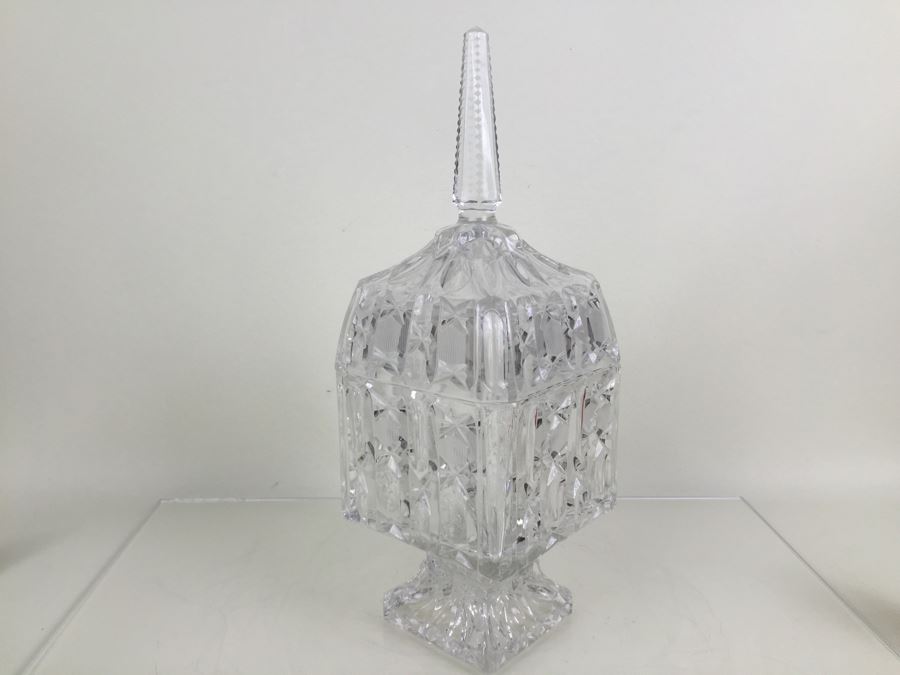 Large Cut Glass Candy Dish With Lid [Photo 2]