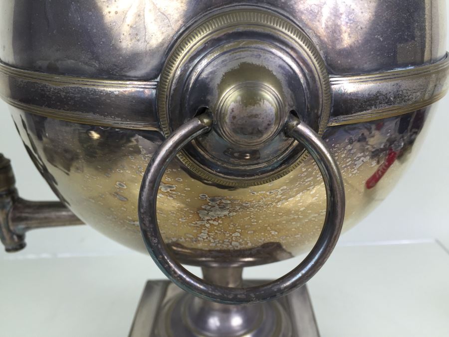 Vintage Hot Water Silver Plated Samovar Coffee Tea Urn  [Photo 10]