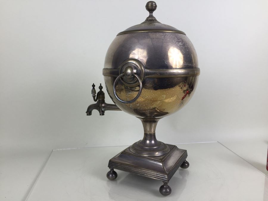 Vintage Hot Water Silver Plated Samovar Coffee Tea Urn  [Photo 8]