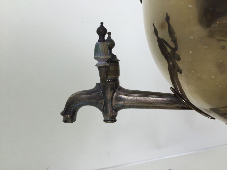 Vintage Hot Water Silver Plated Samovar Coffee Tea Urn  [Photo 9]