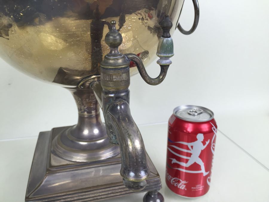 Vintage Hot Water Silver Plated Samovar Coffee Tea Urn  [Photo 4]