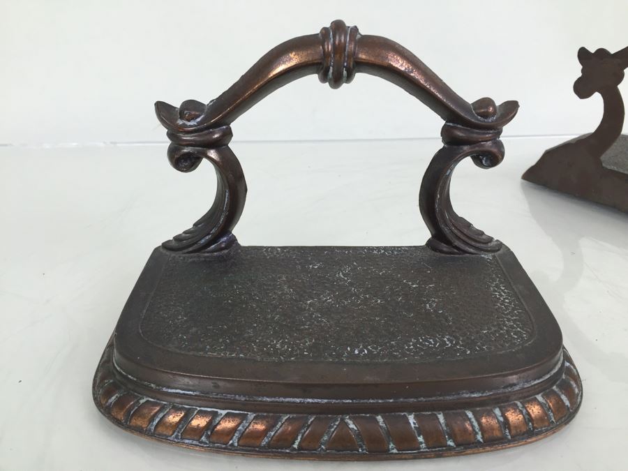 Set of 2 Vintage Art Nouveau Style Metal Bookends - Warner Electric Co. Chicago [Photo 4]