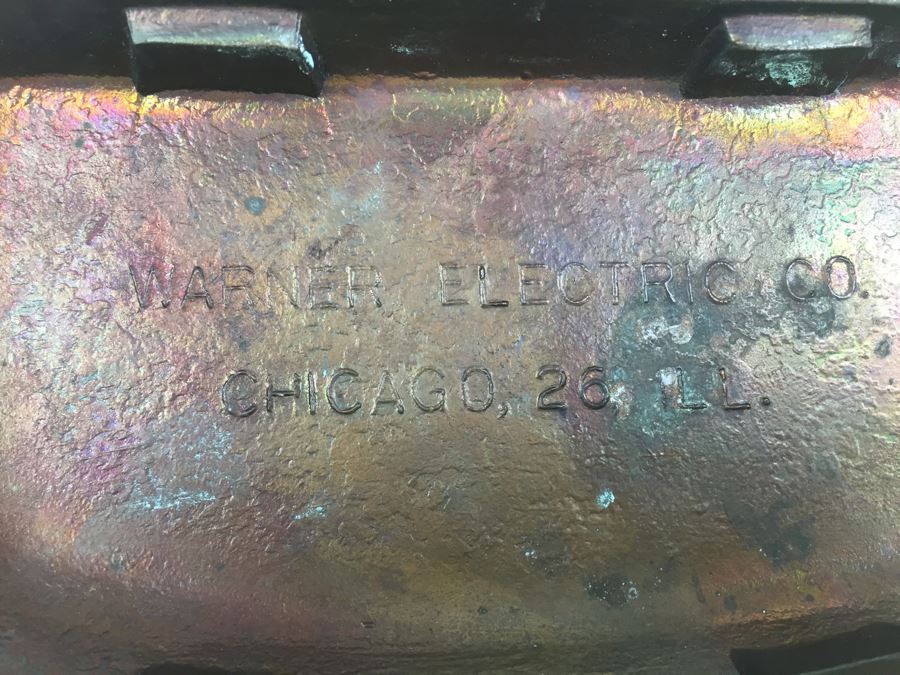 Set of 2 Vintage Art Nouveau Style Metal Bookends - Warner Electric Co. Chicago [Photo 3]