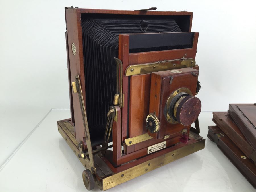 Thornton Pickard Imperial Triple Extension Half Plate Bellows Camera With Lens And (3) Plates [Photo 20]
