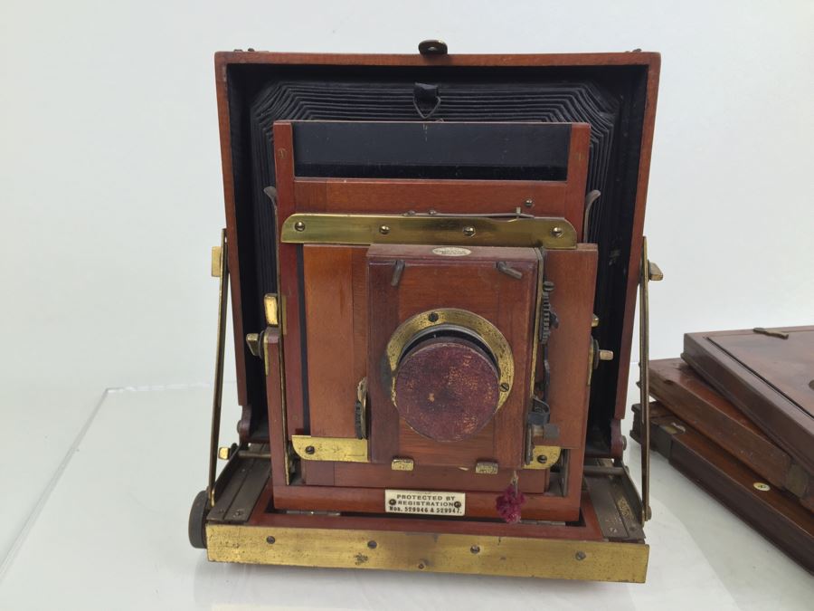 Thornton Pickard Imperial Triple Extension Half Plate Bellows Camera With Lens And (3) Plates [Photo 4]