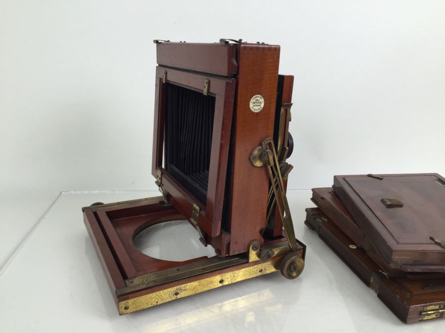 Thornton Pickard Imperial Triple Extension Half Plate Bellows Camera With Lens And (3) Plates [Photo 16]