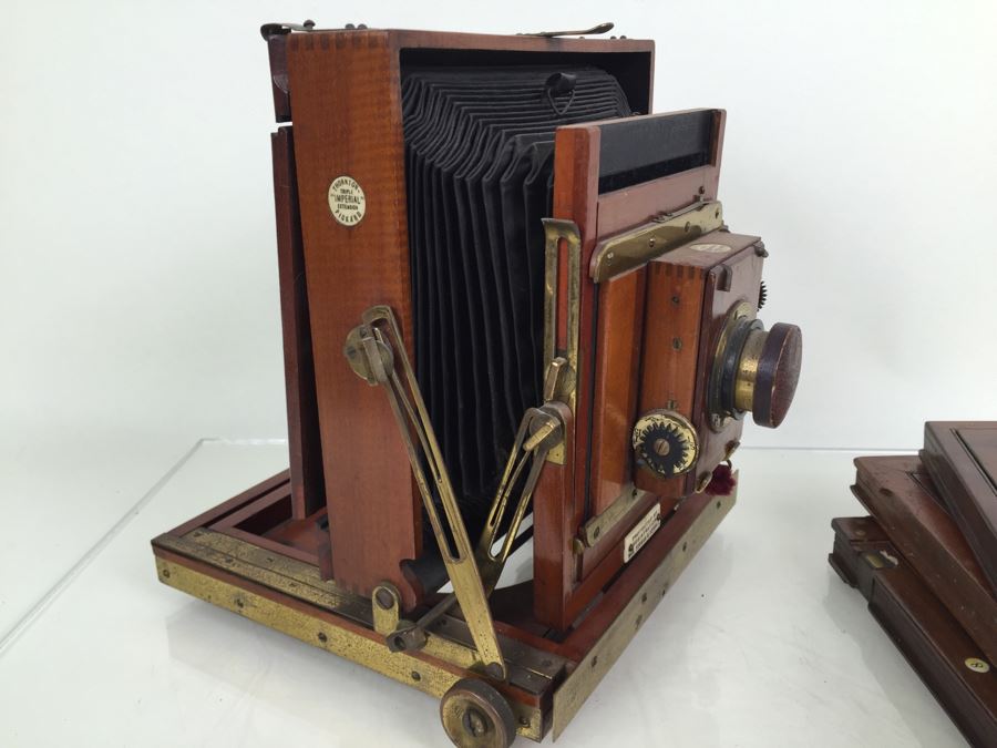 Thornton Pickard Imperial Triple Extension Half Plate Bellows Camera With Lens And (3) Plates [Photo 19]