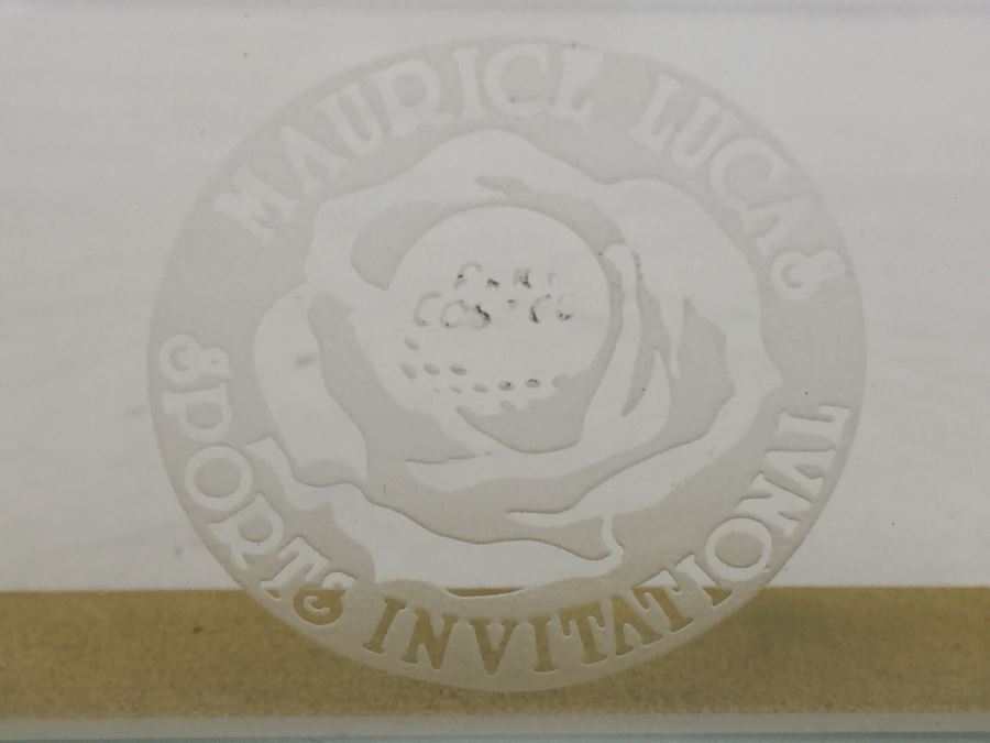 Howard Miller Clock With Maurice Lucas Sports Invitational Engraved In Glass [Photo 3]