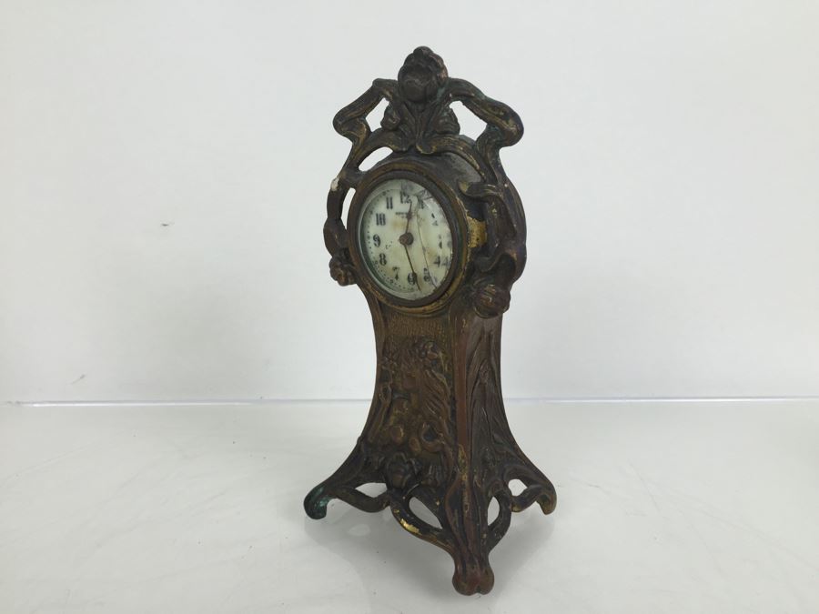 Vintage Art Nouveau Bronze Case New Haven Clock Co Clock [Photo 26]