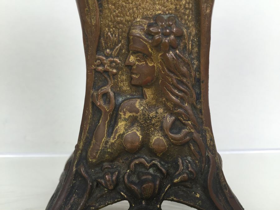 Vintage Art Nouveau Bronze Case New Haven Clock Co Clock [Photo 2]