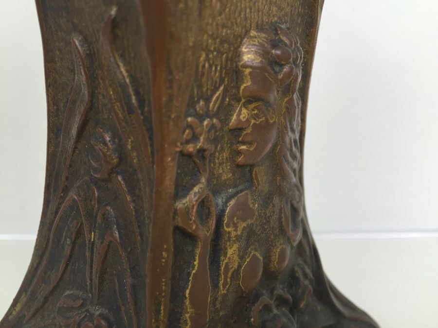 Vintage Art Nouveau Bronze Case New Haven Clock Co Clock [Photo 13]