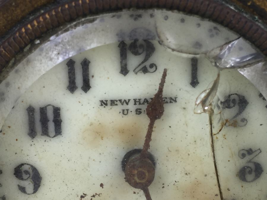 Vintage Art Nouveau Bronze Case New Haven Clock Co Clock [Photo 8]