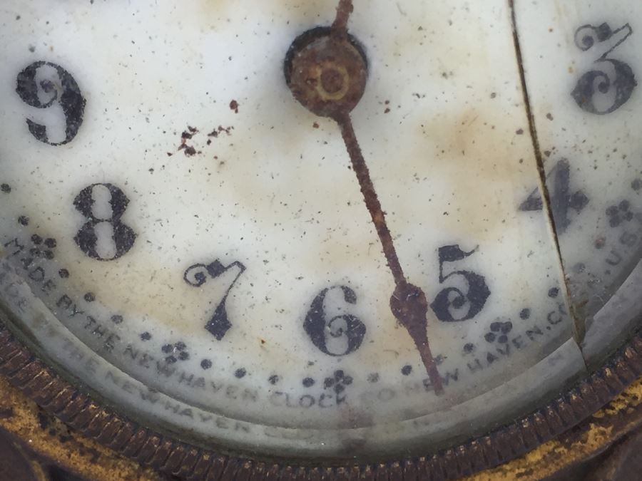 Vintage Art Nouveau Bronze Case New Haven Clock Co Clock [Photo 9]