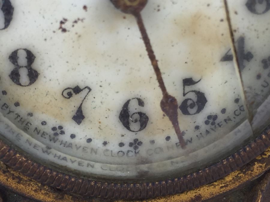 Vintage Art Nouveau Bronze Case New Haven Clock Co Clock [Photo 10]