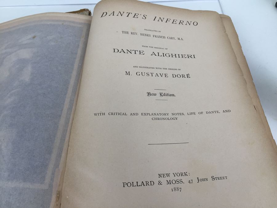 Dante's Inferno Hardcover Book With Illustrations By M. Gustave Dore New Edition Pollard & Moss 1887 [Photo 2]
