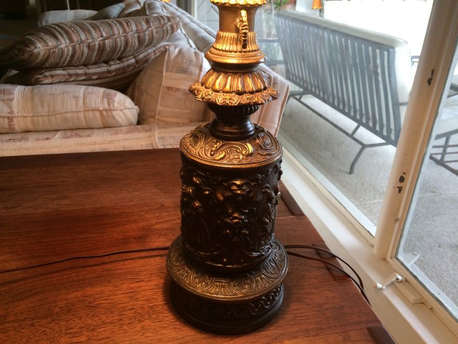 Pair of Heavy Vintage Brass Lamps [Photo 2]