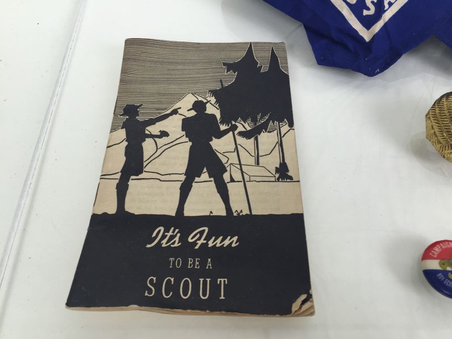 Large Collection Of Boy Scouts And Girl Scouts Collectibles Including Pocket Knife, Various Buttons, Medals, Scarf, Etc. Circa 1950's / 1960's [Photo 7]
