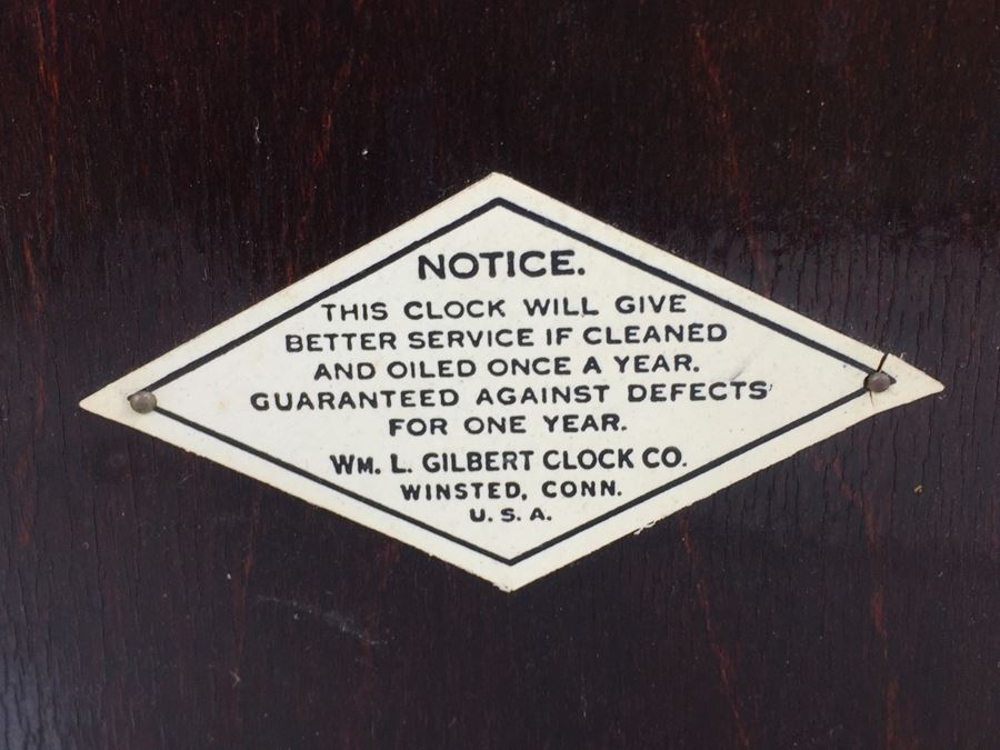 Mantle Clock By William L. Gilbert Clock Co. Winsted, Conn. U.S.A. With Clock Key [Photo 16]