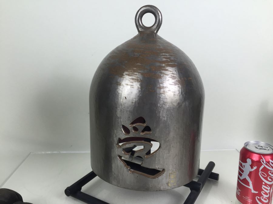 Large Signed Asian Bell Temple Buzzer With Stand And Mallot [Photo 4]