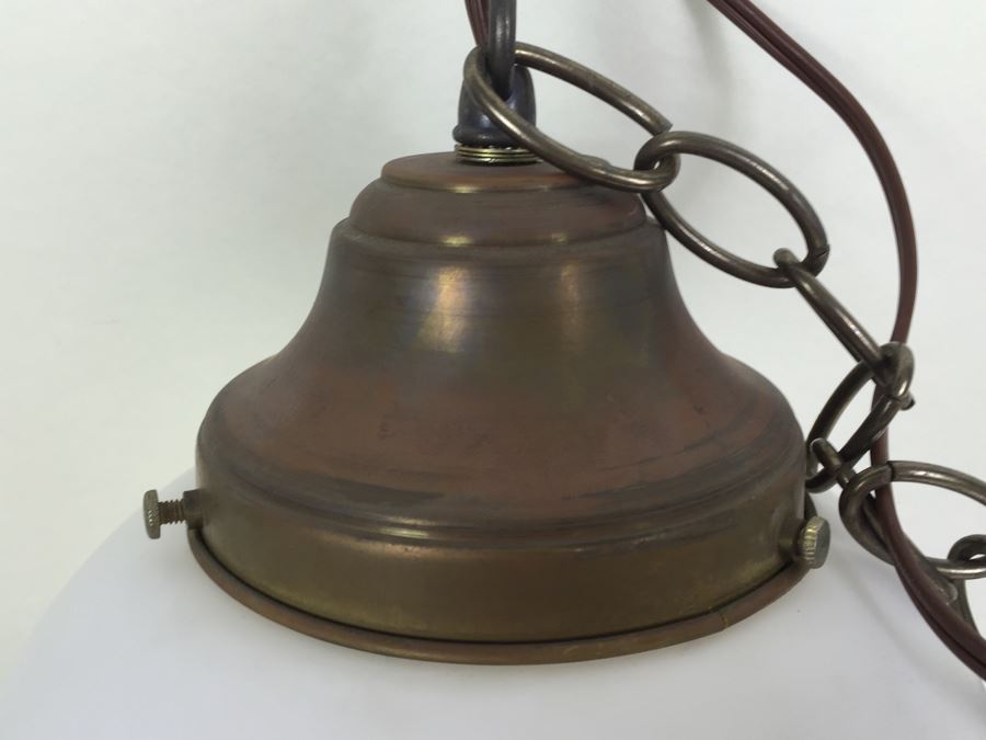 Vintage Glass Pendant Light Fixture With Plug And Chain [Photo 6]