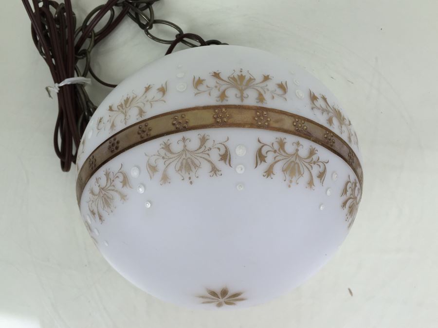 Vintage Glass Pendant Light Fixture With Plug And Chain [Photo 5]