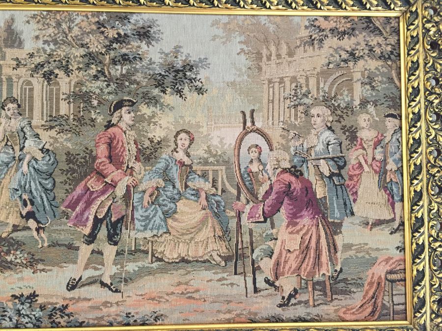 Early English Needlepoint Tapestry In Nice Gilt Frame [Photo 4]