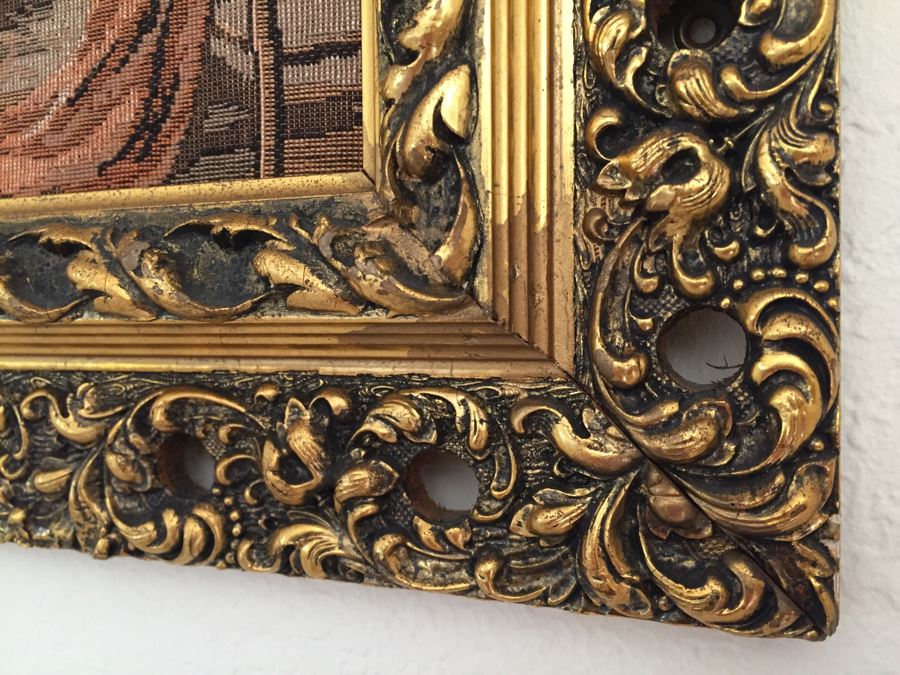 Early English Needlepoint Tapestry In Nice Gilt Frame [Photo 5]