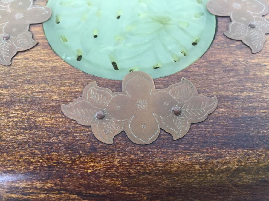 Vintage Shanghai China Wooden Jade Brass Jewelry Box Chest [Photo 5]
