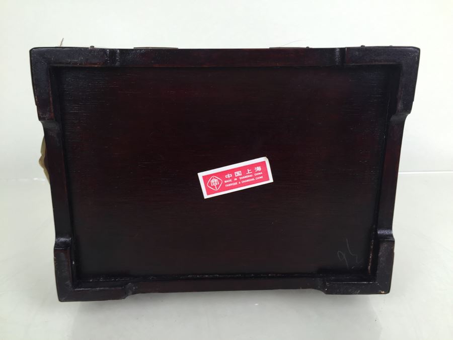 Vintage Shanghai China Wooden Jade Brass Jewelry Box Chest [Photo 17]