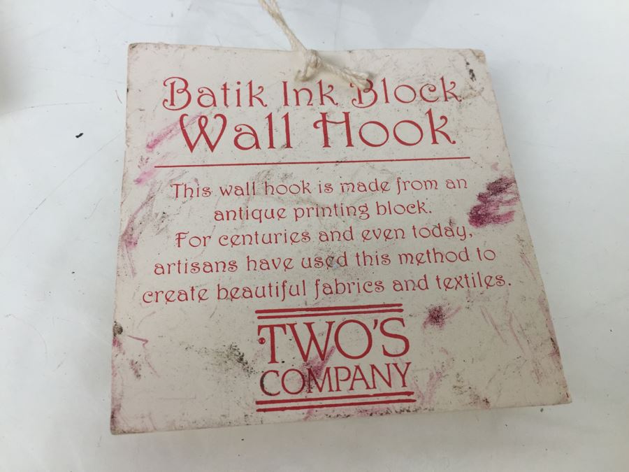 Batik Ink Block Wall Hook Made From Antique Printing Block New [Photo 2]