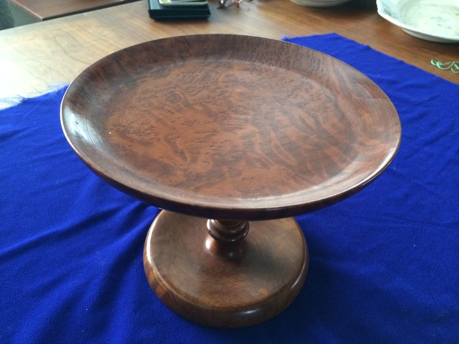 Vintage Footed Turned Wood Fruit Dish