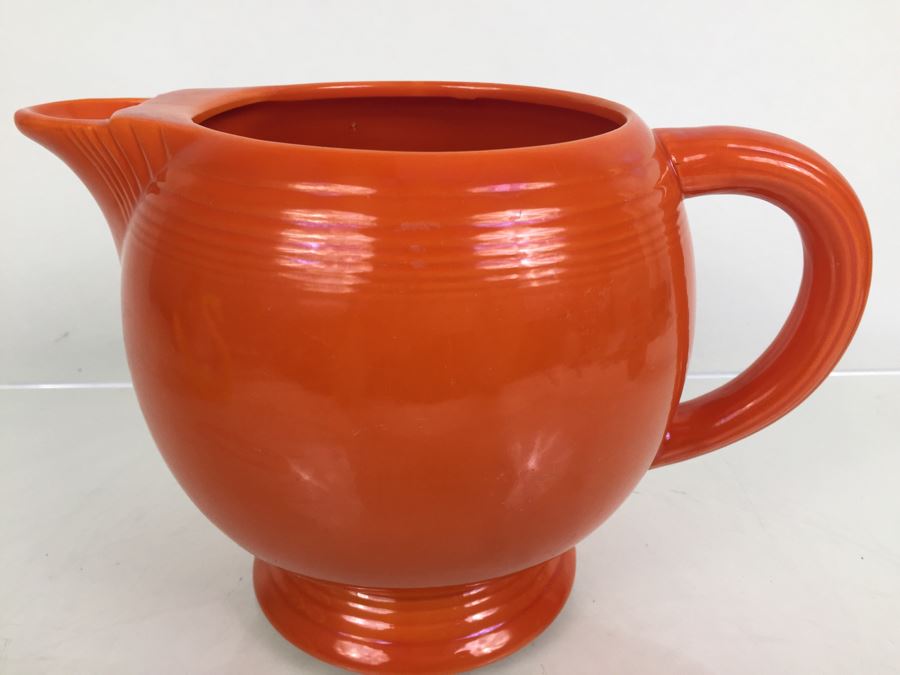 Fiesta Ware Orange Art Deco Ice Lip Pitcher