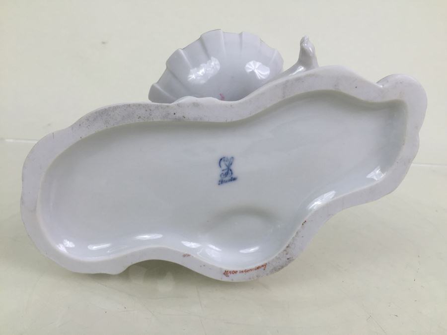 Vintage Dresden Porcelain Putto Cherub Floral Candle Holder With Bowl Dish Saxon [Photo 18]