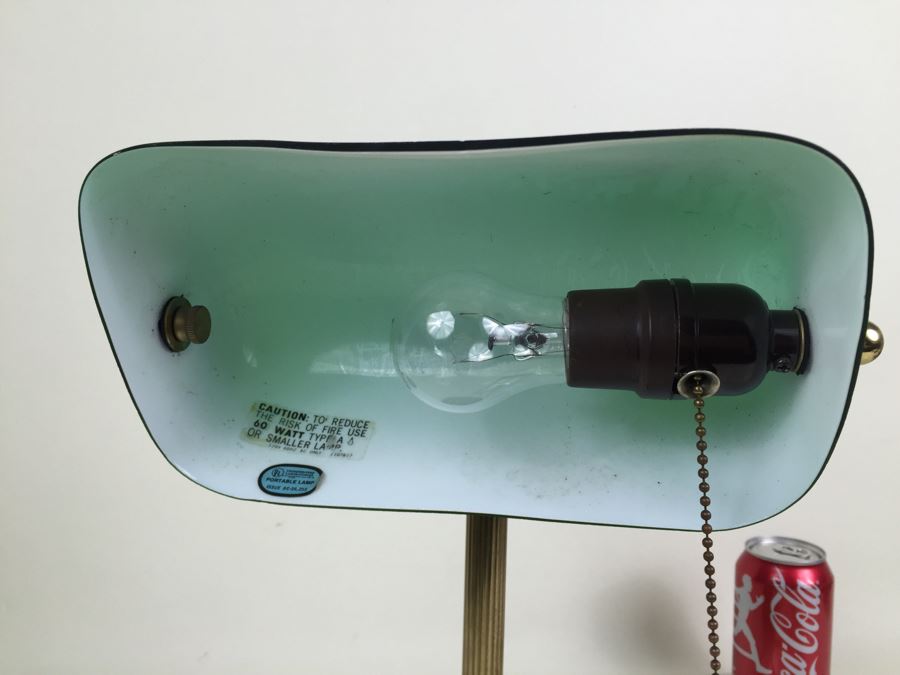 Green Glass Shade Bankers Lamp [Photo 2]