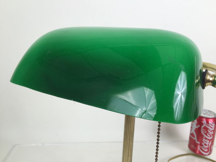 Green Glass Shade Bankers Lamp [Photo 4]