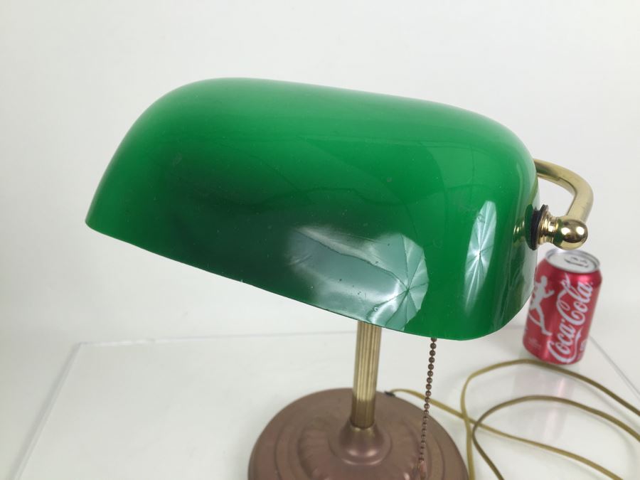 Green Glass Shade Bankers Lamp [Photo 5]