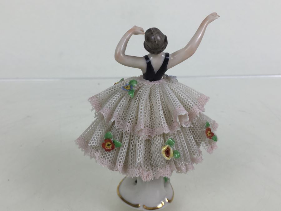 Vintage Frankenthal Porcelain Dresden Art Ballerina Figurine Lace [Photo 8]