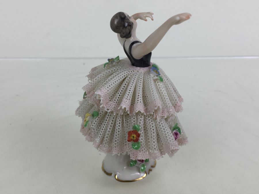 Vintage Frankenthal Porcelain Dresden Art Ballerina Figurine Lace [Photo 9]