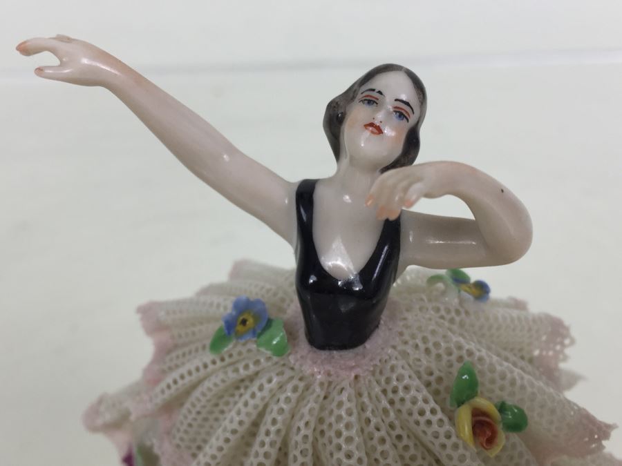 Vintage Frankenthal Porcelain Dresden Art Ballerina Figurine Lace [Photo 5]