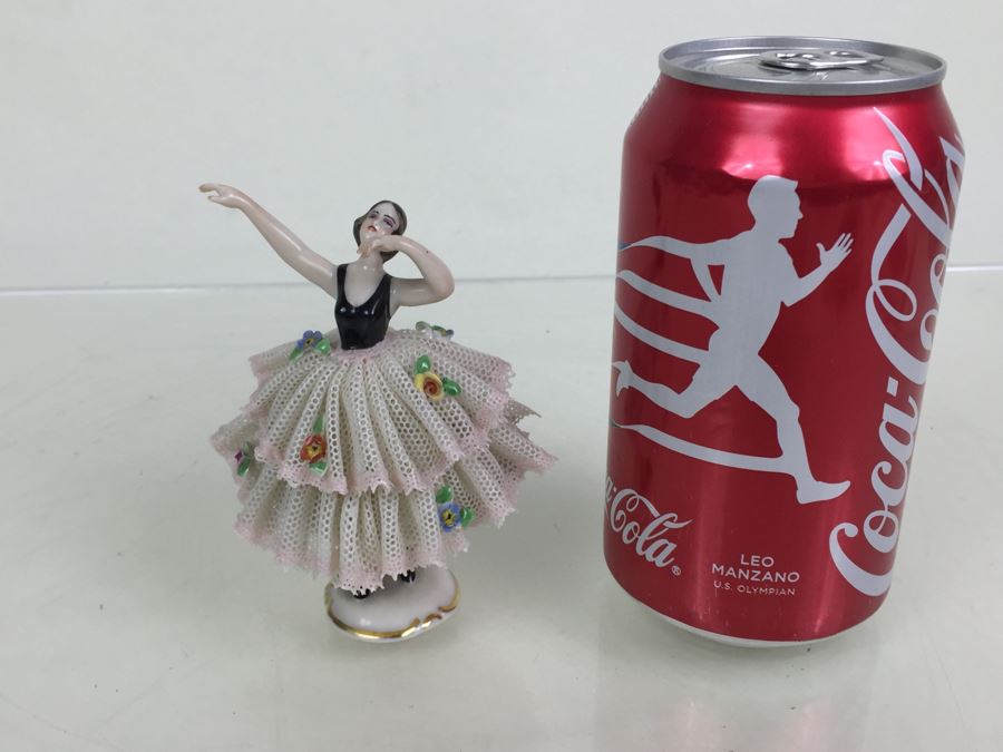 Vintage Frankenthal Porcelain Dresden Art Ballerina Figurine Lace [Photo 4]