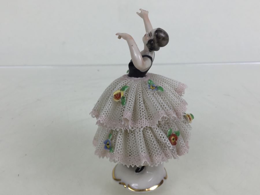 Vintage Frankenthal Porcelain Dresden Art Ballerina Figurine Lace [Photo 7]