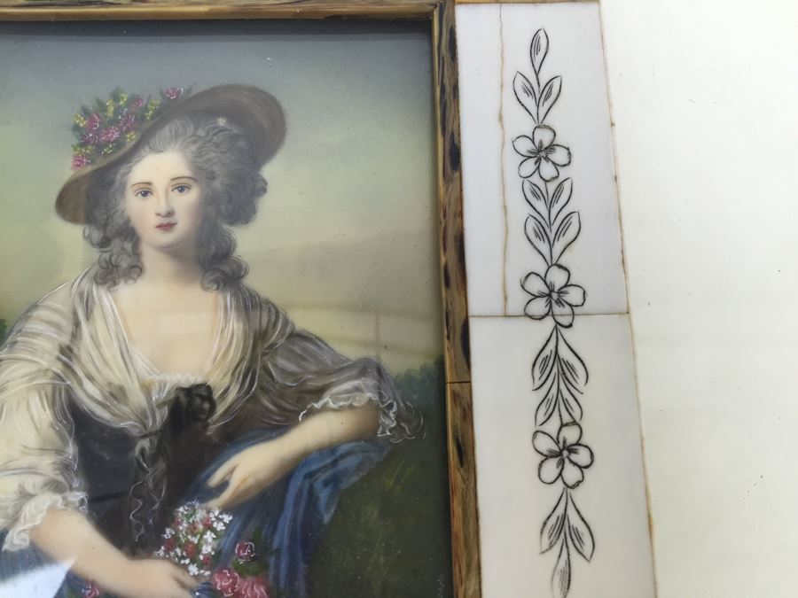 Antique 1871 Miniature Hand Painted Portrait Of Elisabeth Philippine Marie Hélène de France Signed Granza? [Photo 11]