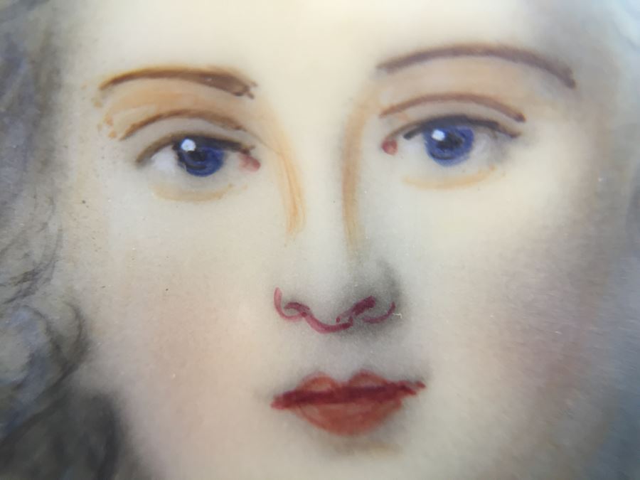 Antique 1871 Miniature Hand Painted Portrait Of Elisabeth Philippine Marie Hélène de France Signed Granza? [Photo 3]